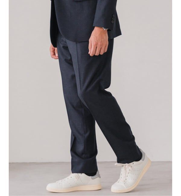EDIFICE「SUPER 120&rsquo;s ウールサキソニー テーパードパンツ【セットアップ着用可能】」|スラックス|ネイビー
