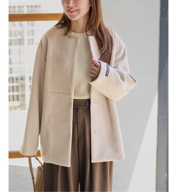JOURNAL STANDARD relume「《追加3》スーパーファインビーバークルーネックコート」|ノーカラーコート|