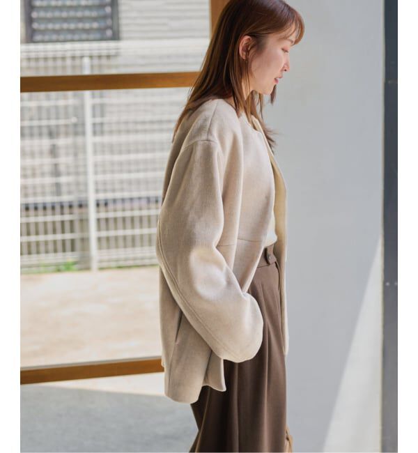 JOURNAL STANDARD relume「《追加3》スーパーファインビーバークルーネックコート」|ノーカラーコート|