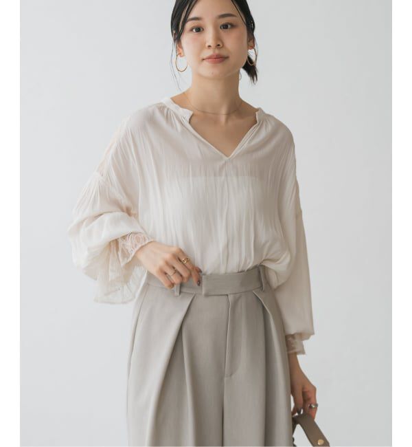 NOBLE「レーストリミングフリルカフスブラウス」|シャツ・ブラウス|