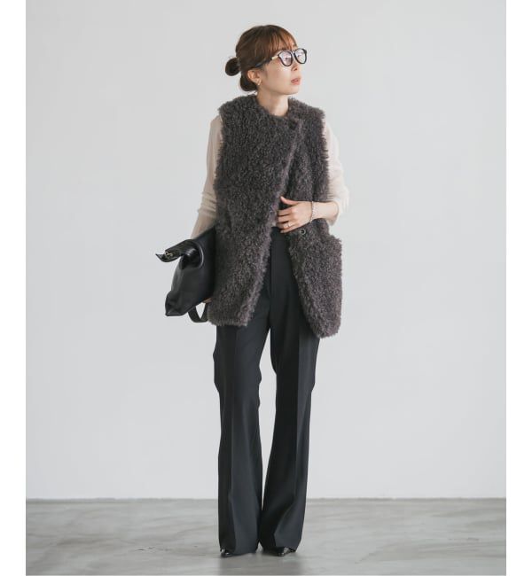 NOBLE「ハイストレッチナローフレアパンツ」|スラックス|