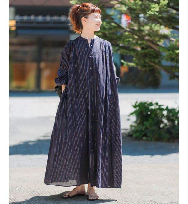 Spick and Span「《WEB限定 / 追加予約》HYUストライプギャザーシャツワンピース」|ワンピース|