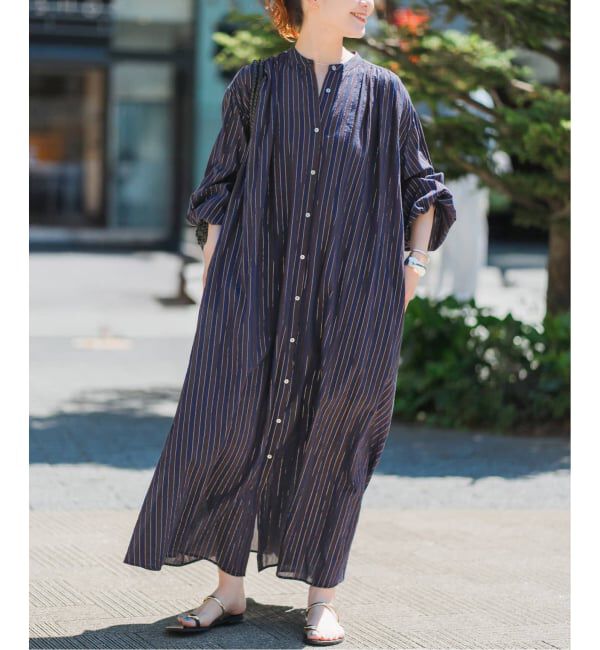 Spick and Span「《WEB限定 / 追加予約》HYUストライプギャザーシャツワンピース」|ワンピース|