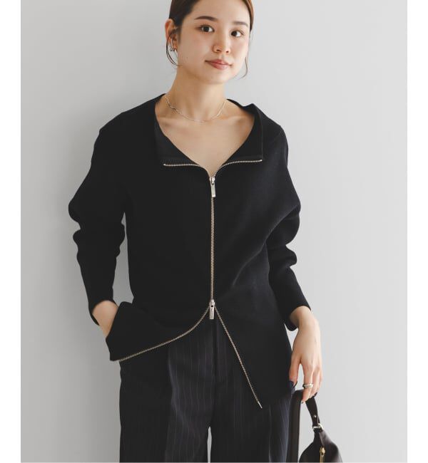 NOBLE「《WEB限定追加予約》フロントジップボートネックニット」|ニット・セーター|