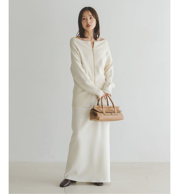 NOBLE「《WEB限定追加予約》フロントジップボートネックニット」|ニット・セーター|