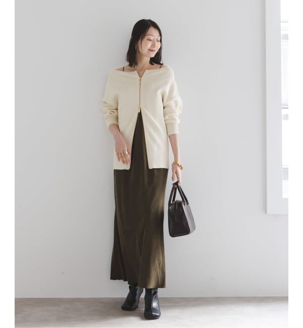 NOBLE「《WEB限定追加予約》フロントジップボートネックニット」|ニット・セーター|