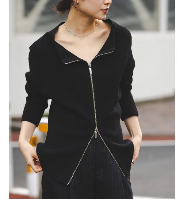 NOBLE「《WEB限定追加予約》フロントジップボートネックニット」|ニット・セーター|