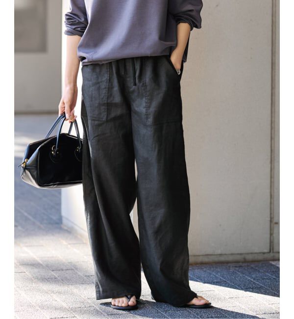 FRAMeWORK「≪予約≫LI/Washiヘリンボーンイージーパンツ」|スラックス|ブラック