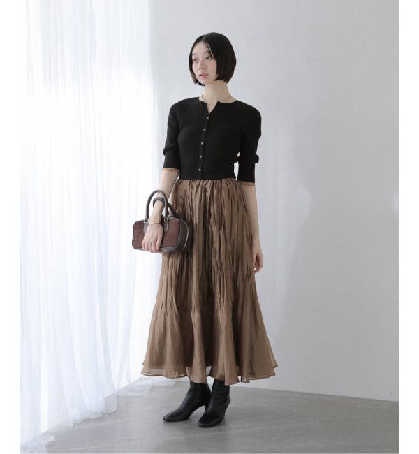  「【洗える】プリーツドッキングワンピース」|ワンピース|