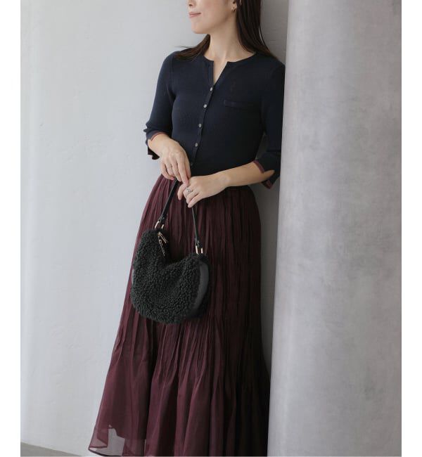  「【洗える】プリーツドッキングワンピース」|ワンピース|ネイビー