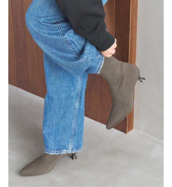  「5cmポインテッドニットショートブーツ」|ショートブーツ|