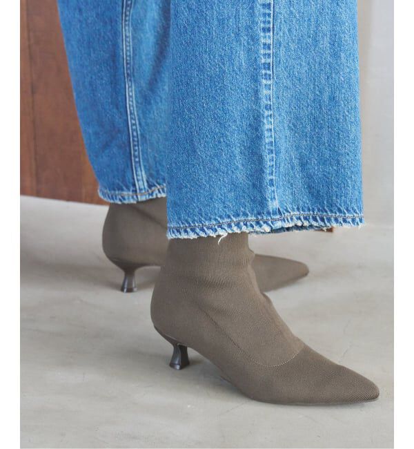  「5cmポインテッドニットショートブーツ」|ショートブーツ|