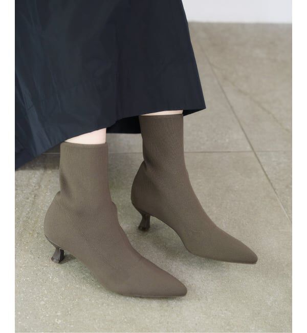  「5cmポインテッドニットショートブーツ」|ショートブーツ|