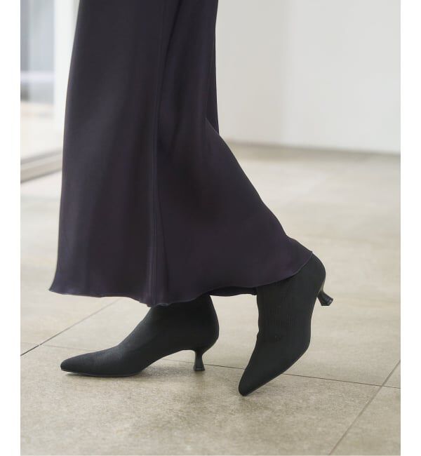  「5cmポインテッドニットショートブーツ」|ショートブーツ|