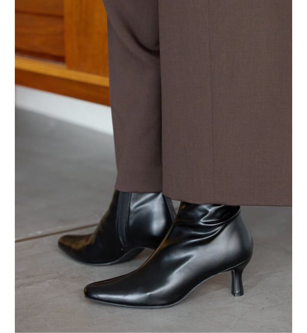  「《追加》6cmフレンチスクエアフィットショートブーツ」|ショートブーツ|