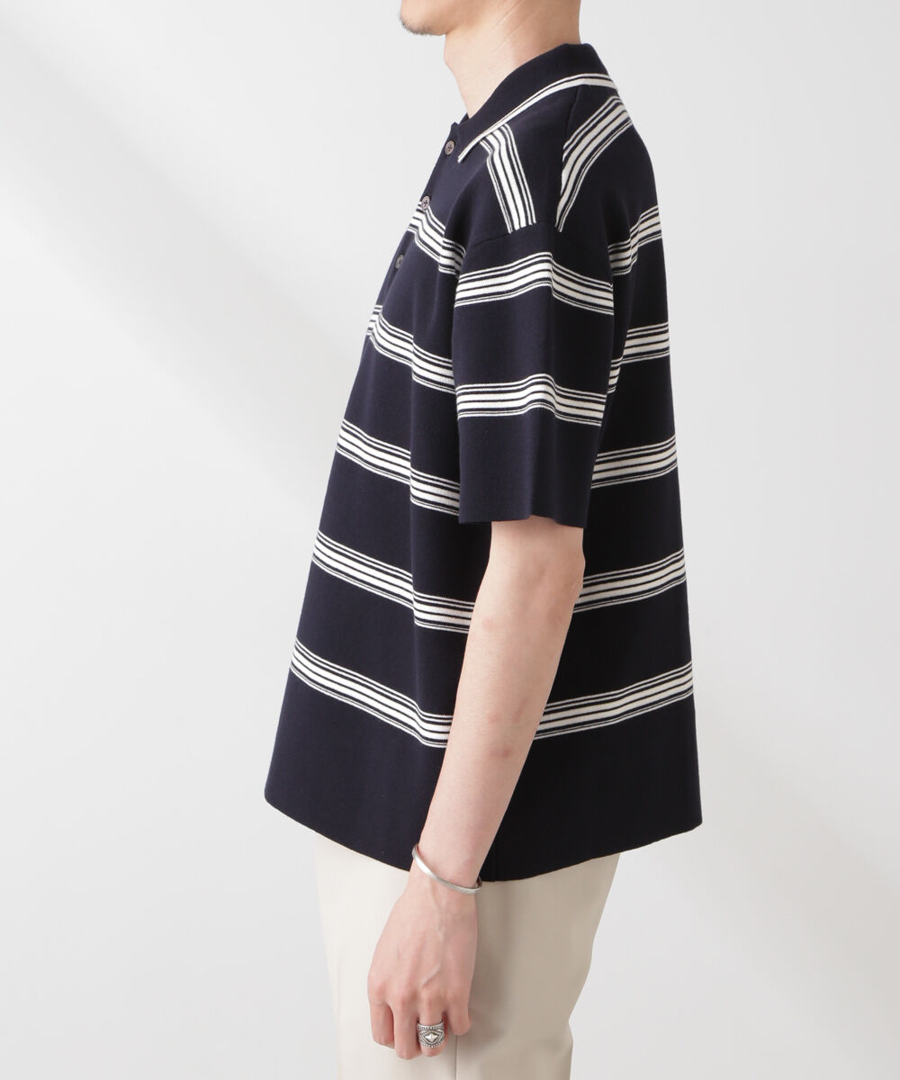 nano･universe「ミラノリブボーダーニットポロ」|ニット・セーター|