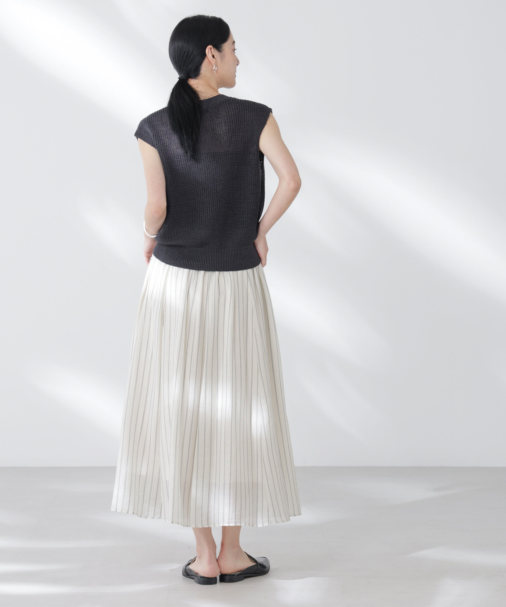 nano･universe「ペーパーヤーン畦ニットベスト」|ニット・セーター|