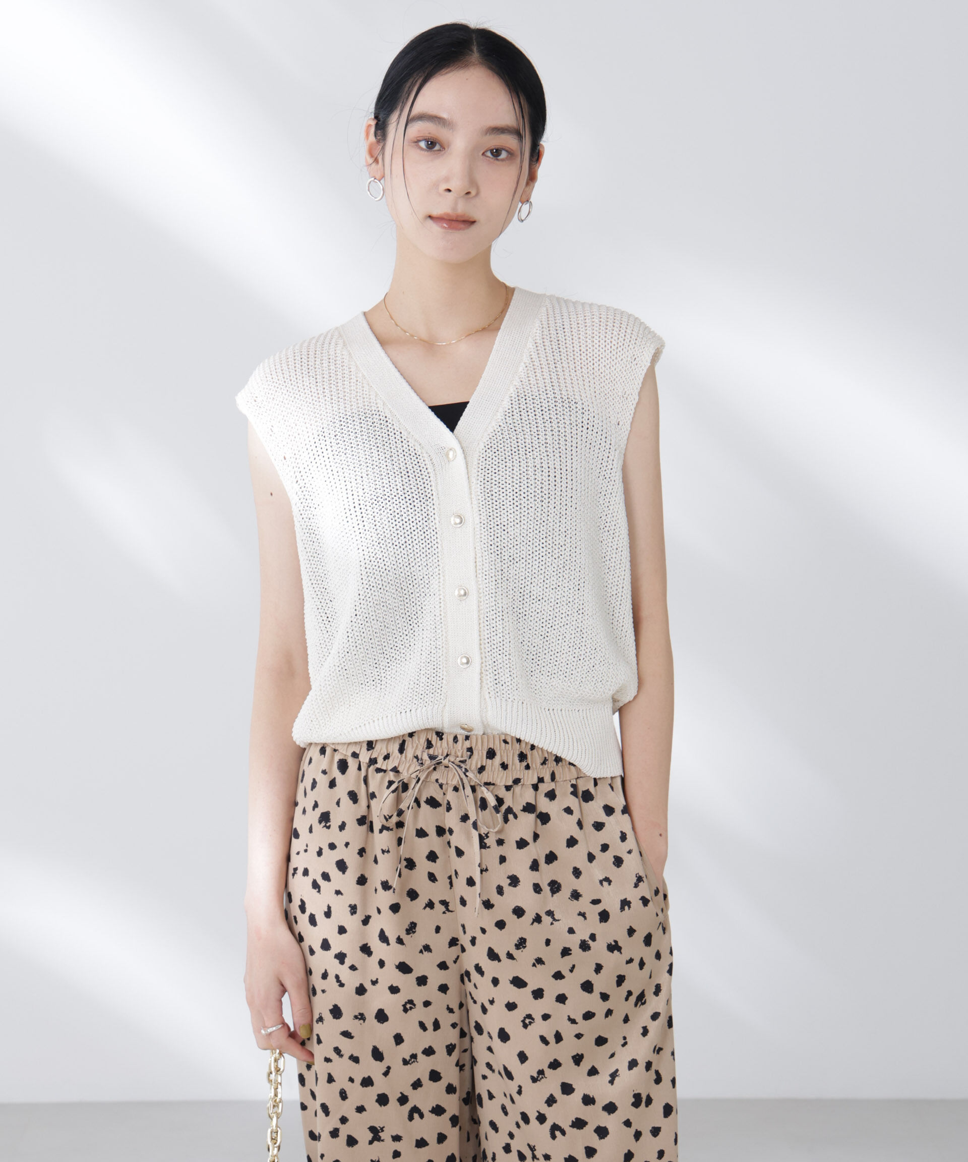 nano･universe「ペーパーヤーン畦ニットベスト」|ニット・セーター|