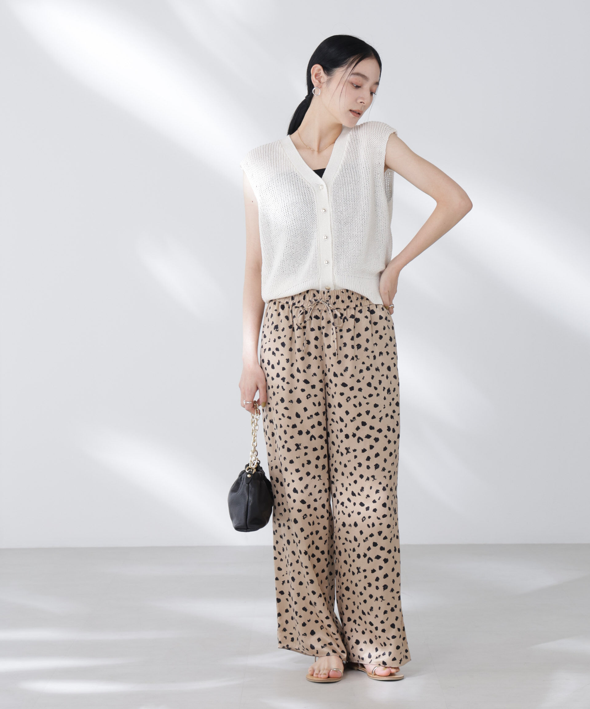 nano･universe「ペーパーヤーン畦ニットベスト」|ニット・セーター|