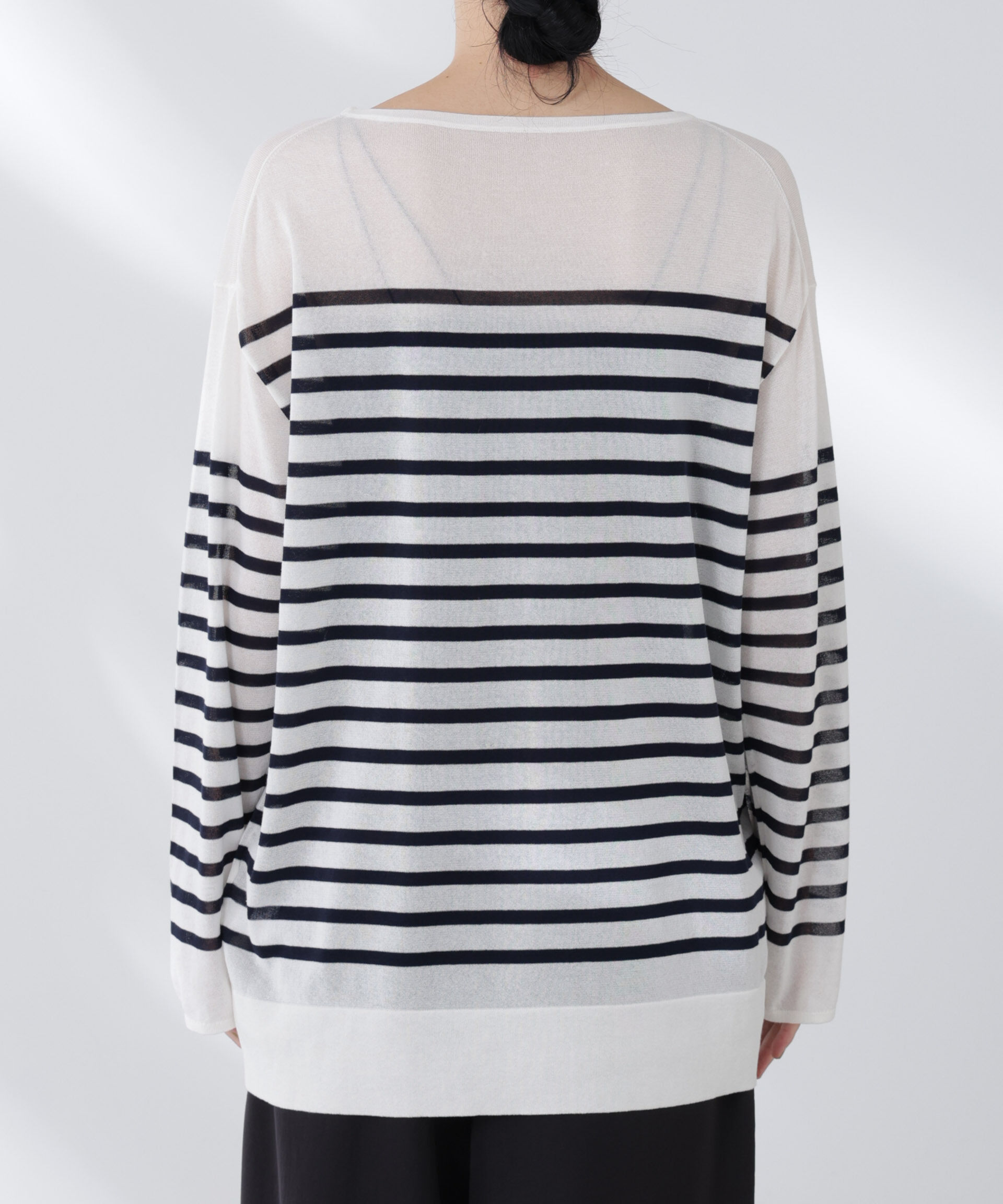 nano･universe「コットンナイロンシアーボーダーニットトップス」|ニット・セーター|