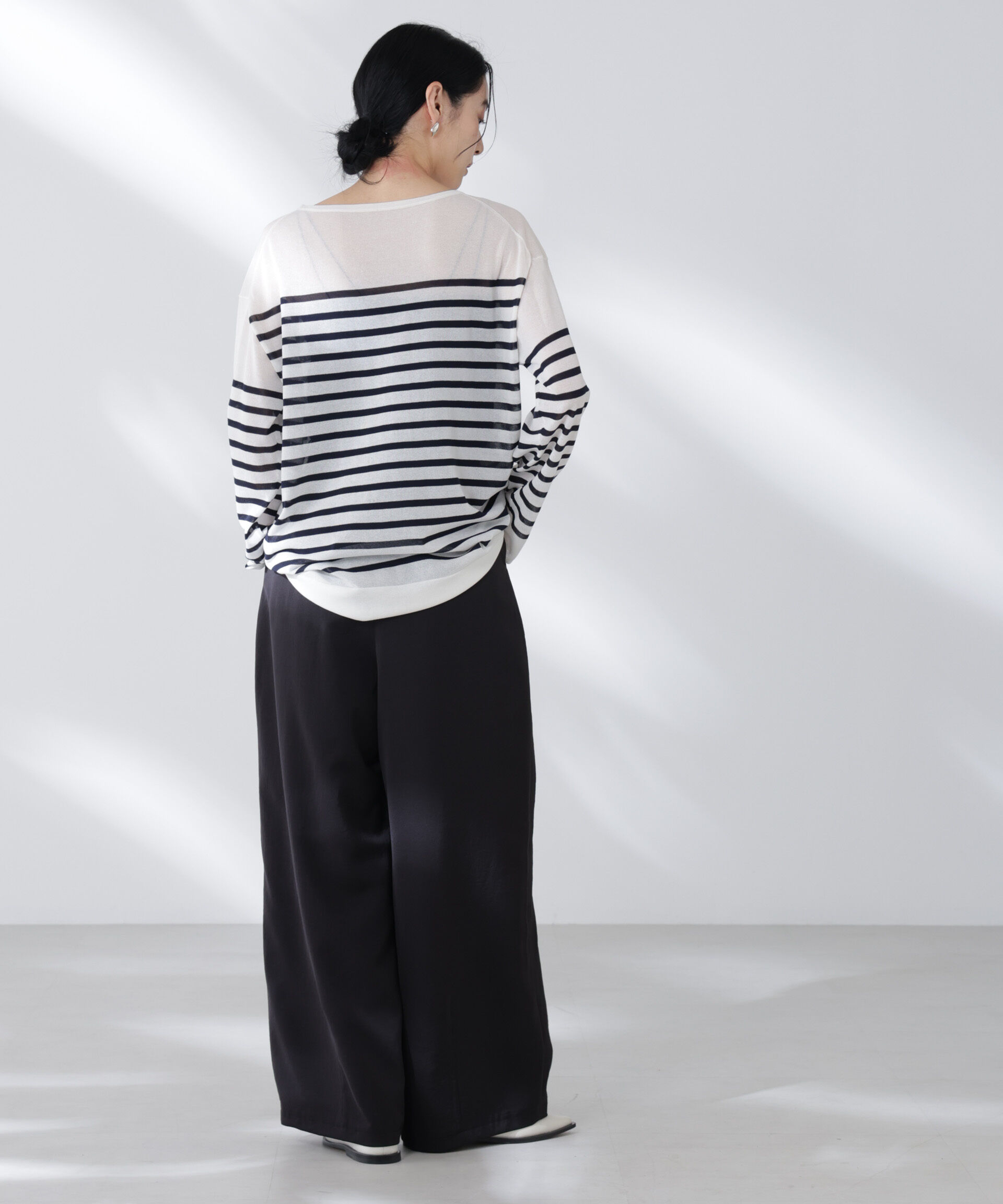 nano･universe「コットンナイロンシアーボーダーニットトップス」|ニット・セーター|