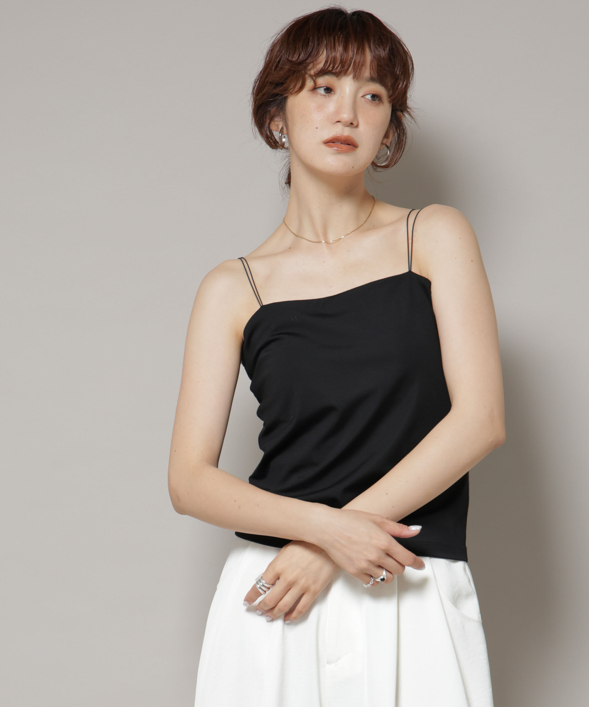 nano･universe「ストレッチポンチカップ付きベアトップキャミソール」|Tシャツ・カットソー|