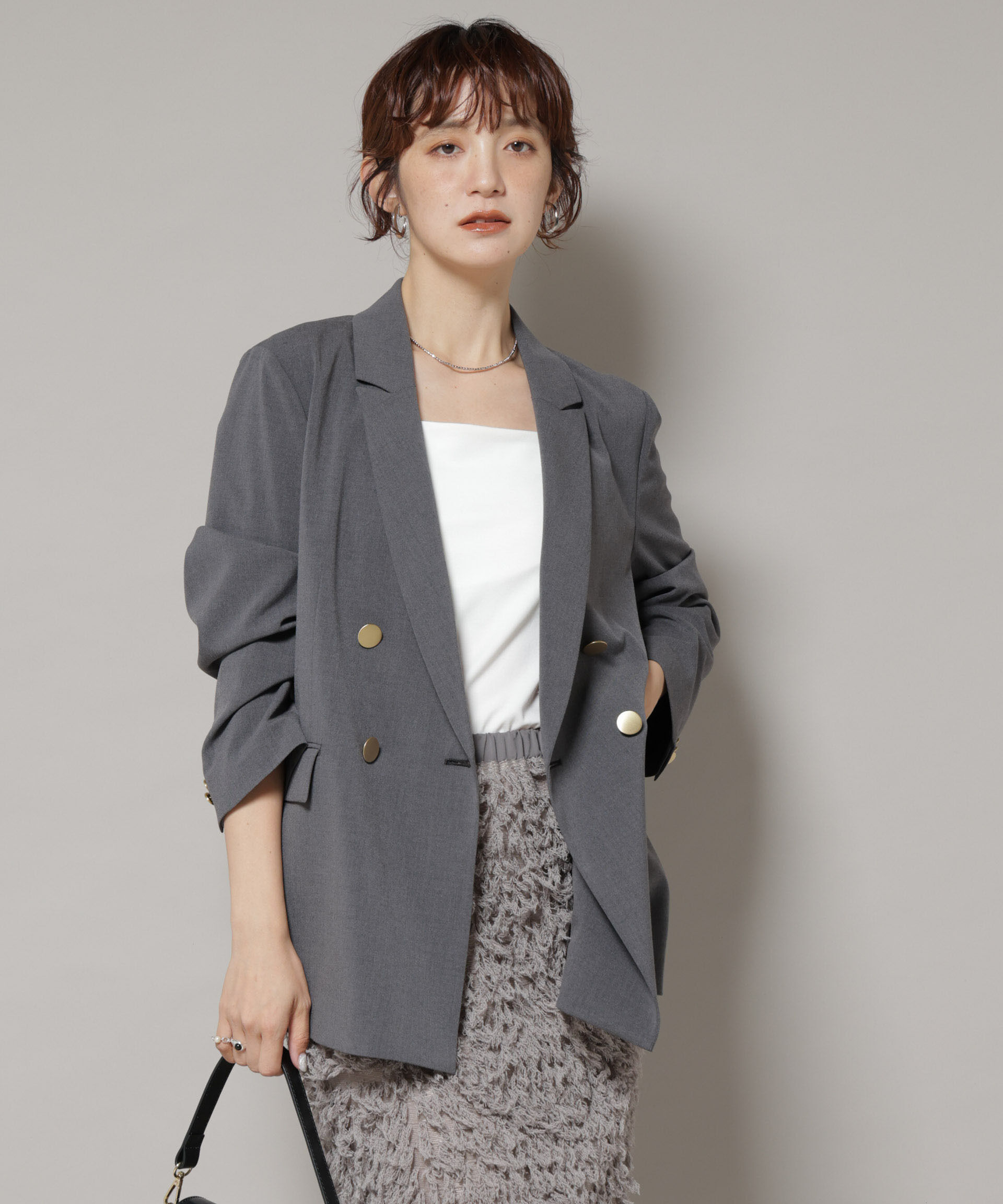 nano･universe「ドライウェザーストレッチダブルジャケット(セットアップ可)」|テーラードジャケット|