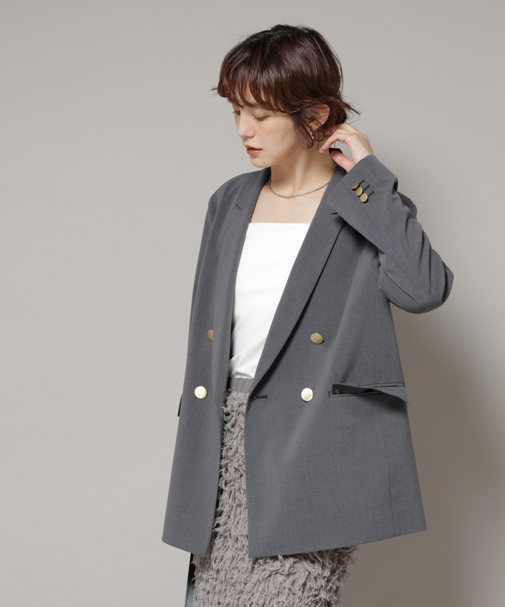 nano･universe「ドライウェザーストレッチダブルジャケット(セットアップ可)」|テーラードジャケット|