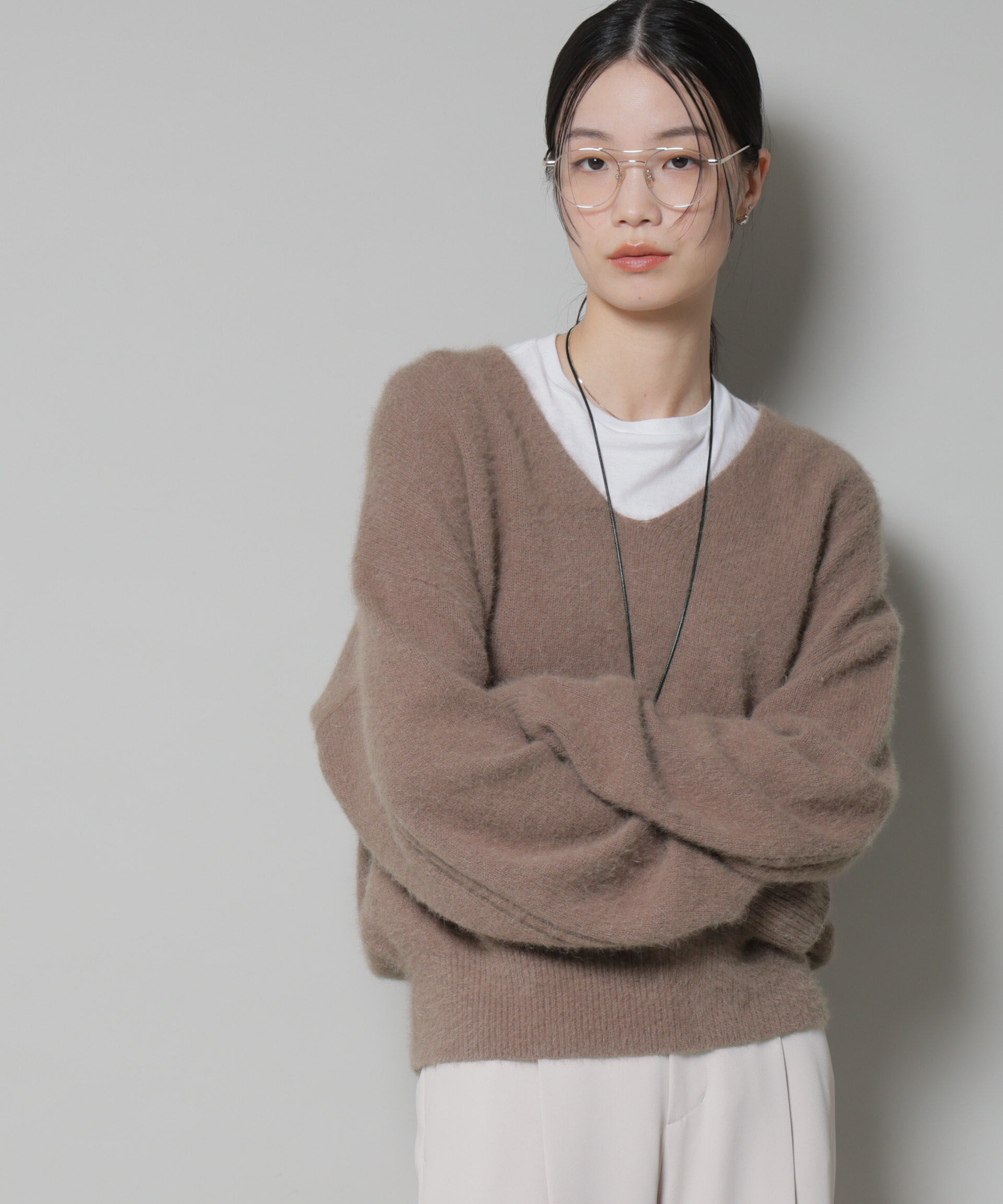 nano･universe「ウォッシャブルフォックスVネックニットプルオーバー」|ニット・セーター|