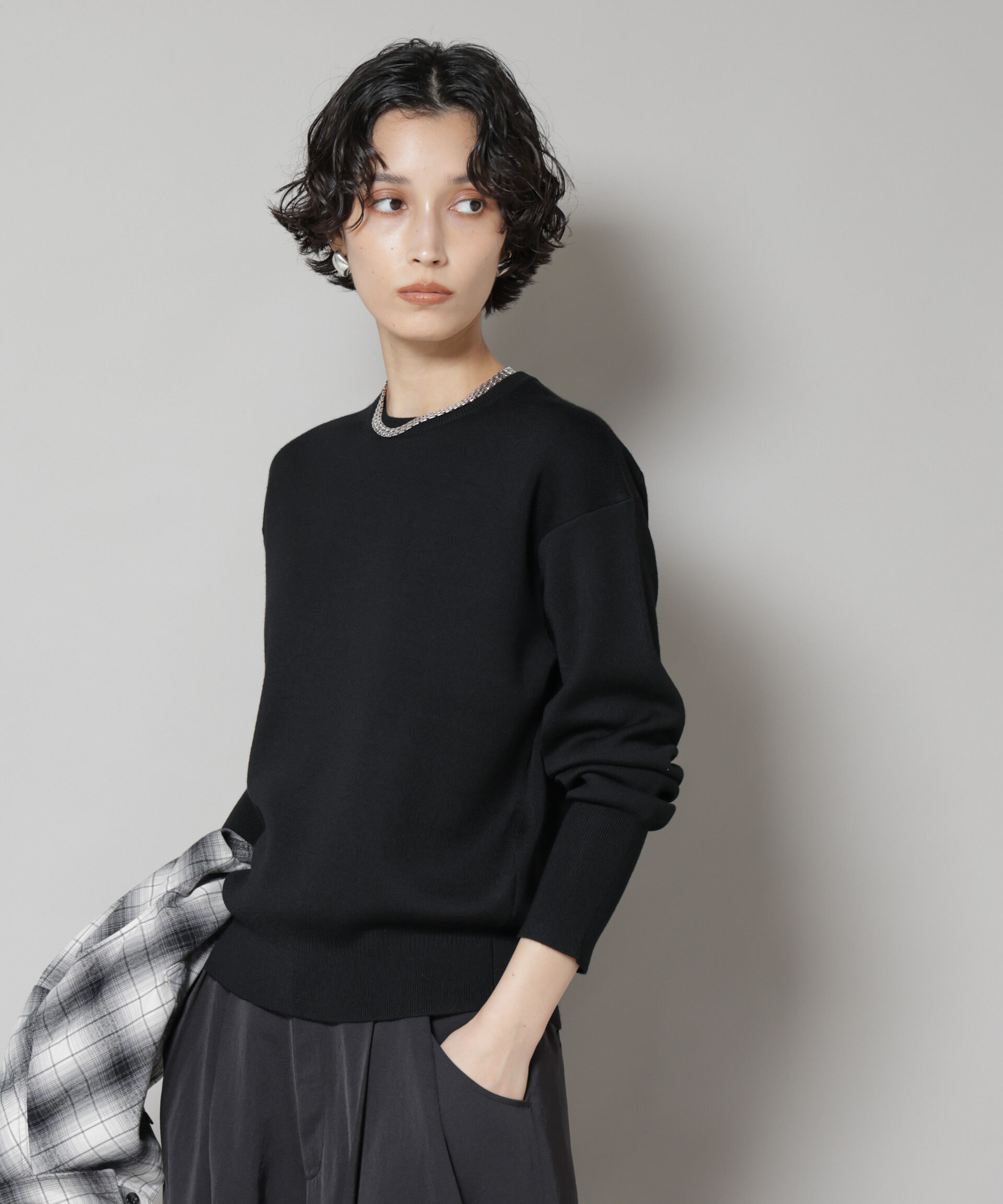 nano･universe「毛玉レスニットスムースクルーネックプルオーバー」|ニット・セーター|