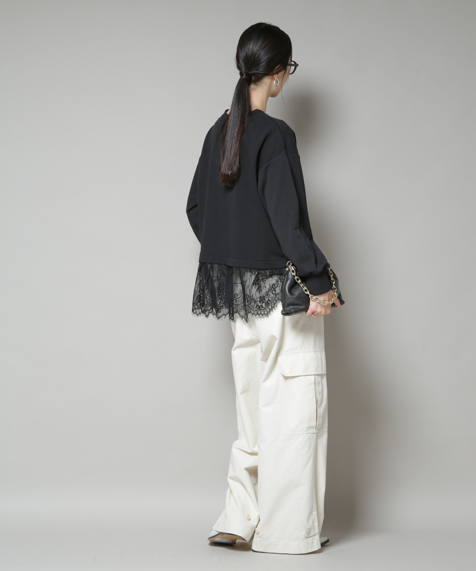 nano･universe「裾レースコンビペプラムカットトップス」|Tシャツ・カットソー|