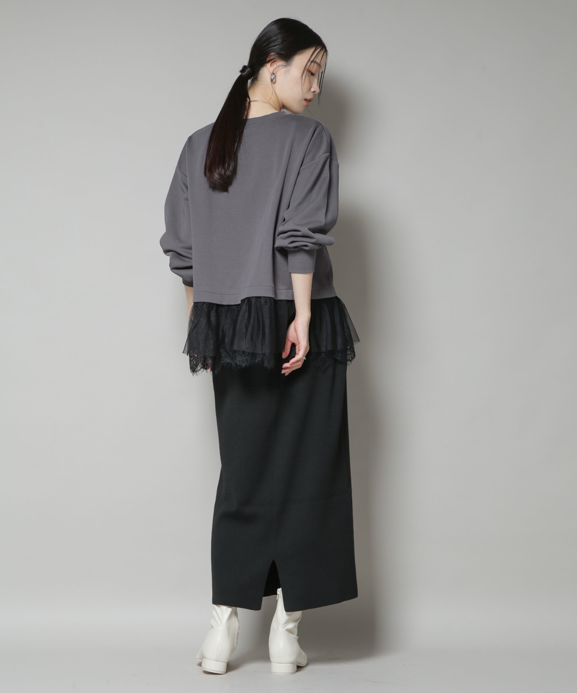 nano･universe「裾レースコンビペプラムカットトップス」|Tシャツ・カットソー|