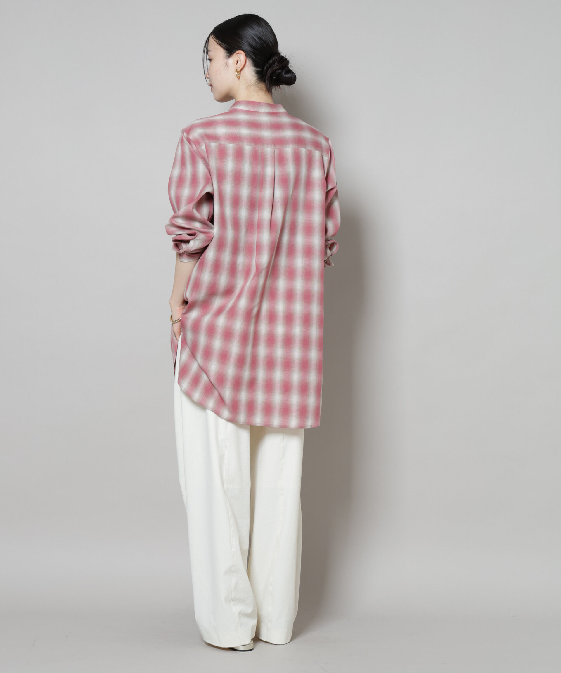 nano･universe「ピンタックデザインチェックプルオーバーブラウス」|シャツ・ブラウス|