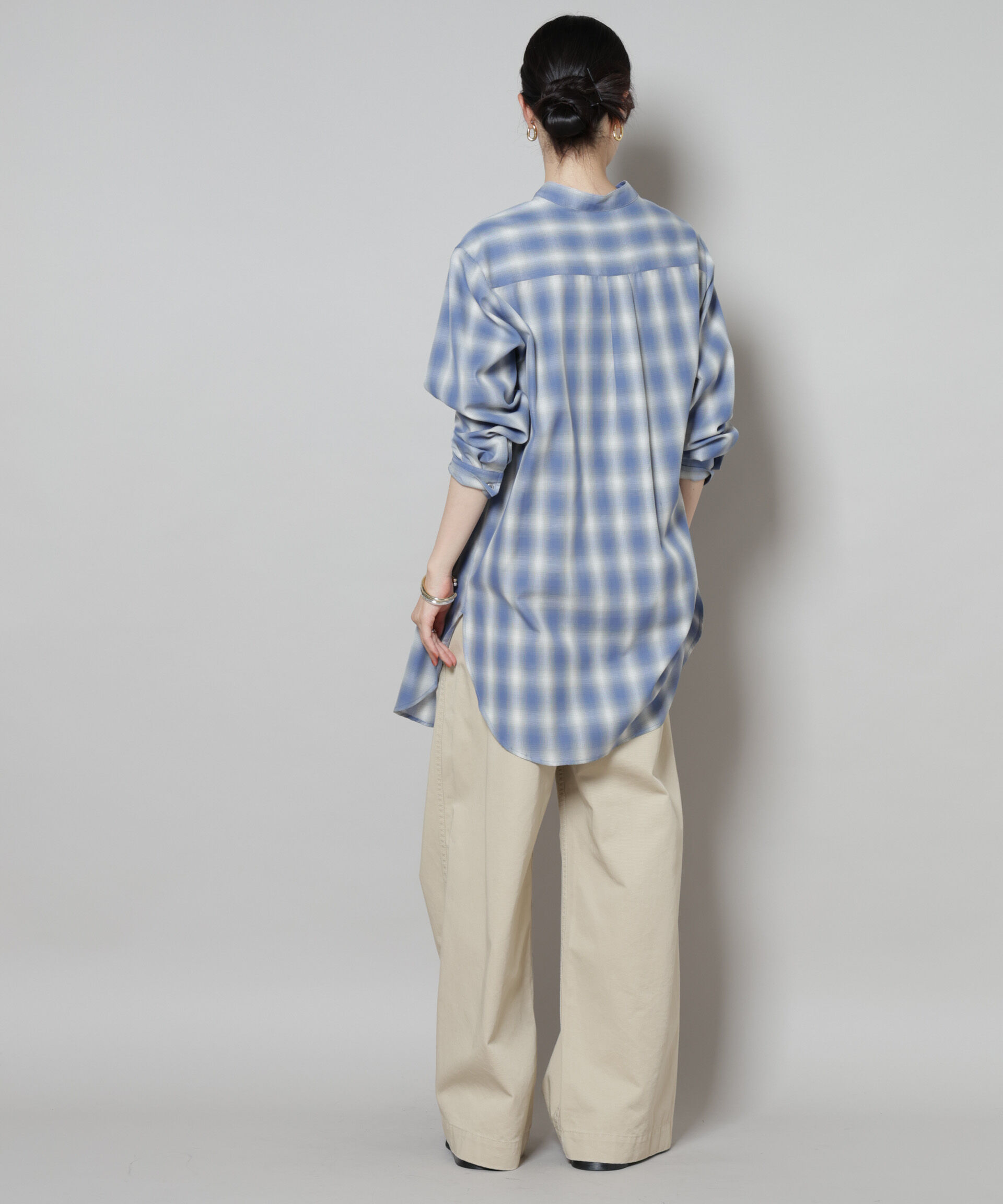 nano･universe「ピンタックデザインチェックプルオーバーブラウス」|シャツ・ブラウス|