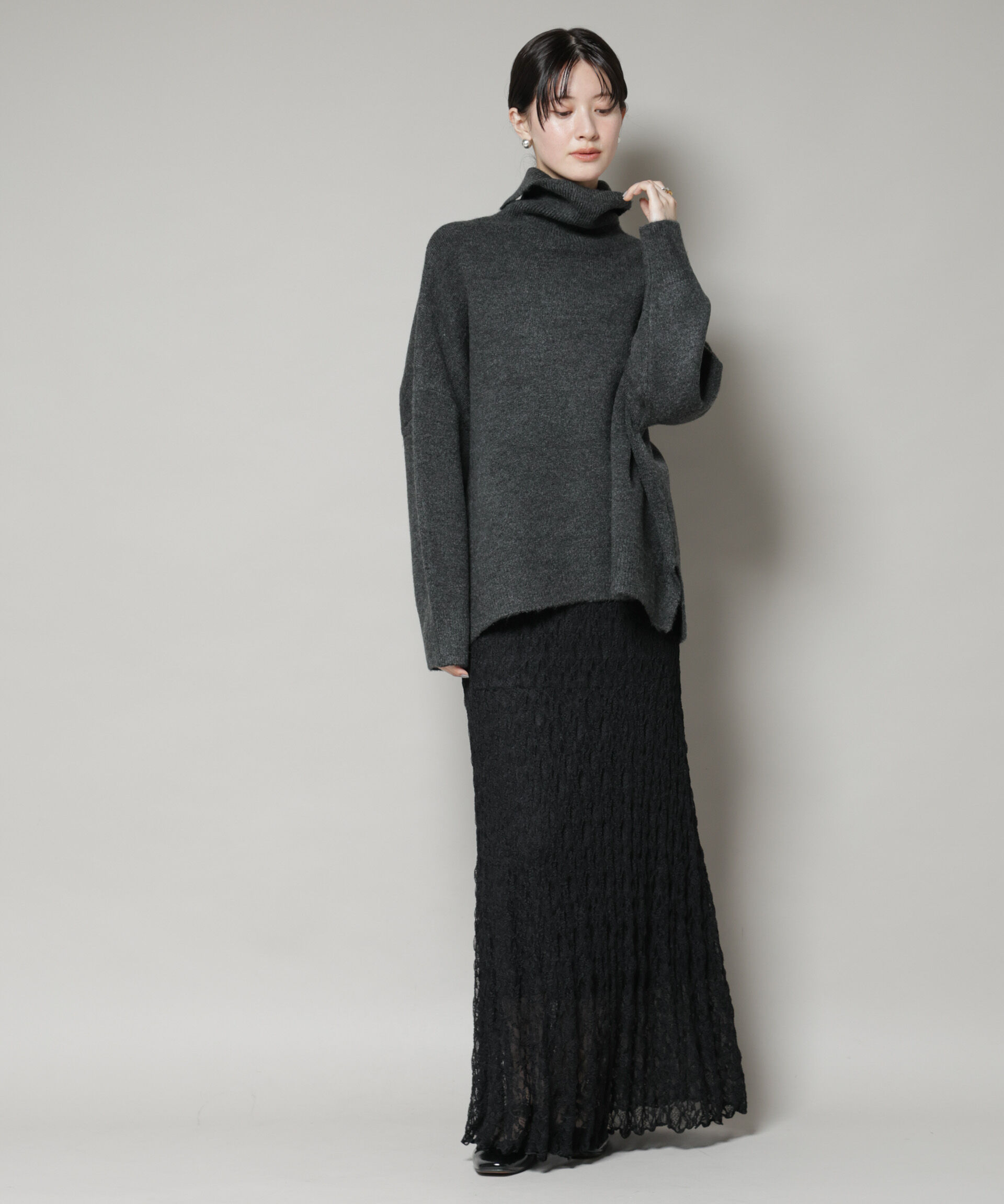 nano･universe「タートルワイドシルエット圧縮ニット」|ニット・セーター|