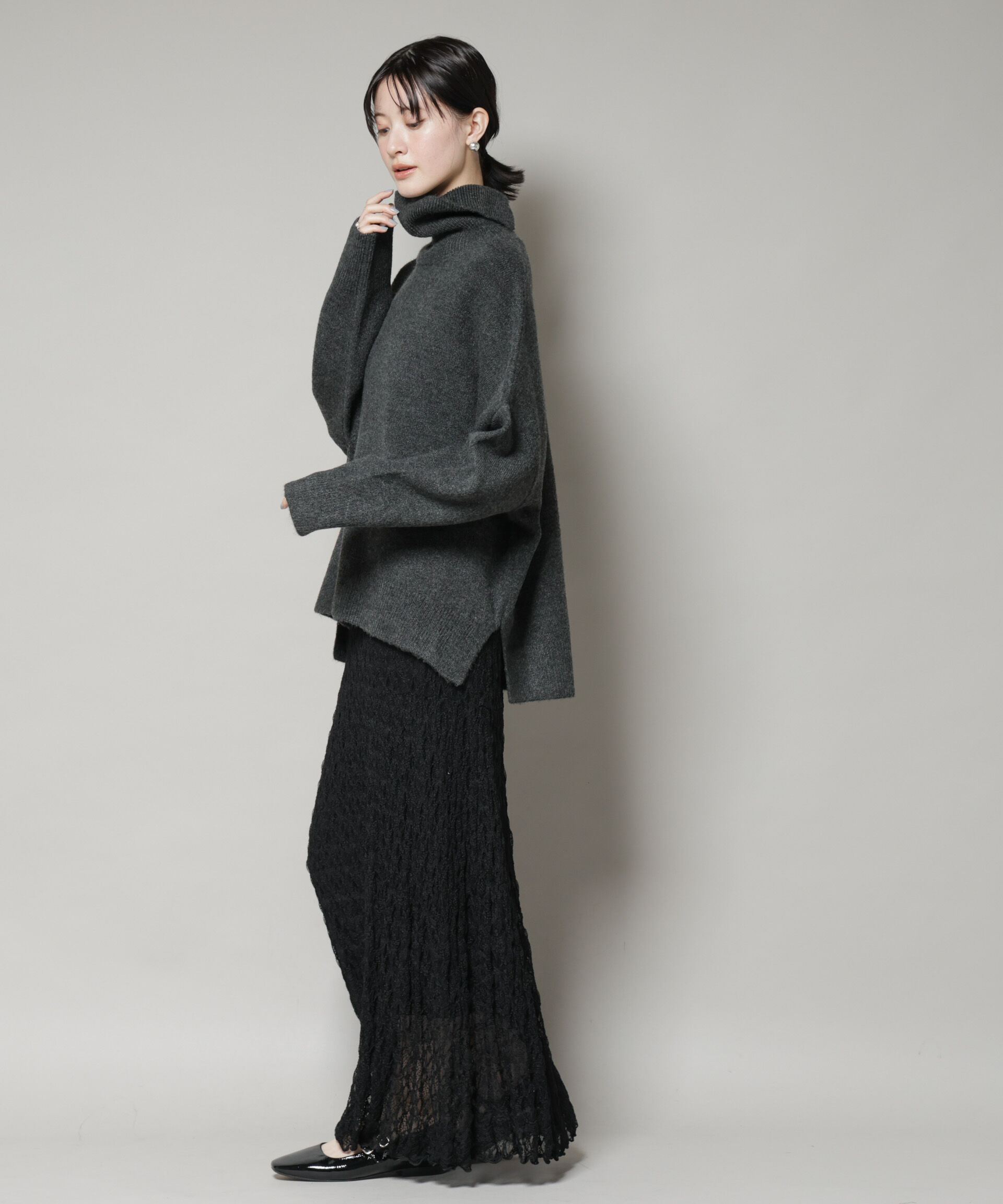 nano･universe「タートルワイドシルエット圧縮ニット」|ニット・セーター|