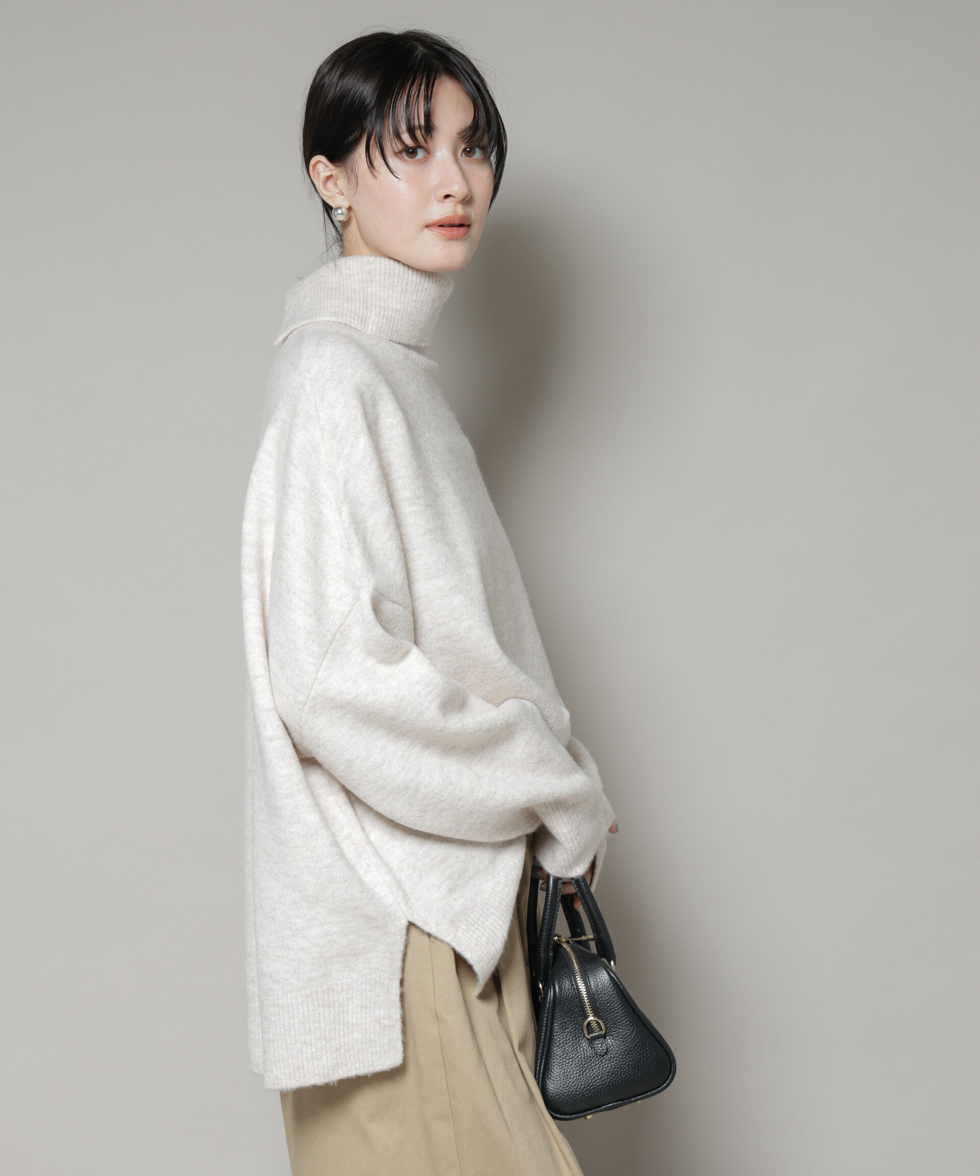 nano･universe「タートルワイドシルエット圧縮ニット」|ニット・セーター|