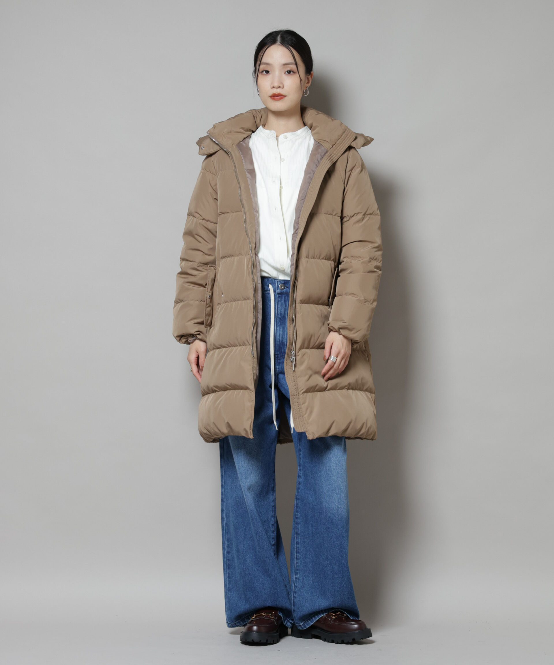 nano･universe「撥水加工 フードロングダウンコート」|ダウン|