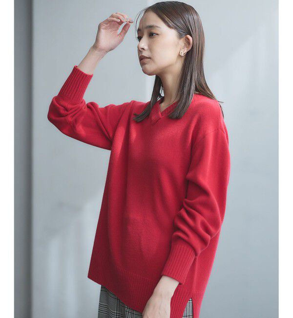 組曲「【WEB限定】ウールカシミヤミックスVネック ニット」|ニット・セーター|ルビーレッド