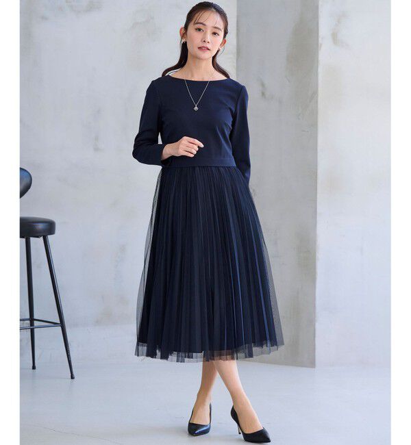 組曲「【WEB限定・KUMIKYOKU NAVY】ジャージーコンビ ギャザーチュール ワンピース」|ワンピース|