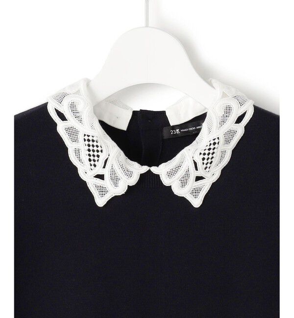 23区「【洗える/吊り干しOK】ヴィスコースストレッチ レース襟 ワンピース」|ワンピース|