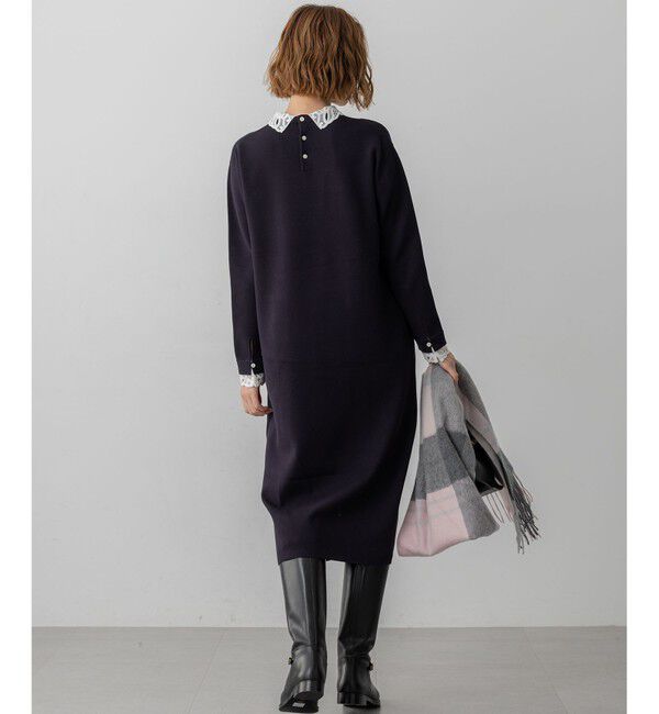 23区「【洗える/吊り干しOK】ヴィスコースストレッチ レース襟 ワンピース」|ワンピース|