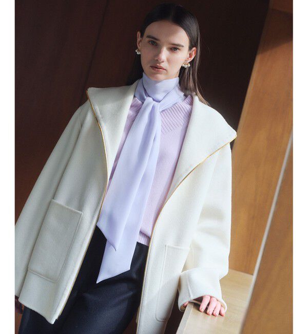 BEIGE,「ZION / ウールスタンドカラーショートコート」|その他|Ecru