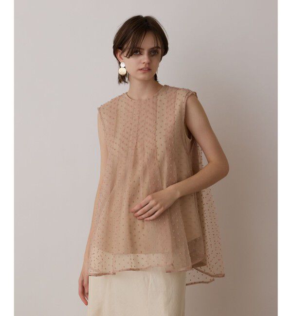 GRACE CONTINENTAL「シアージャガードカットトップ」|シャツ・ブラウス|ベージュ