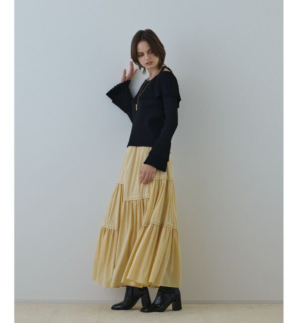 GRACE CONTINENTAL「ティアードロングスカート」|スカート|イエロー