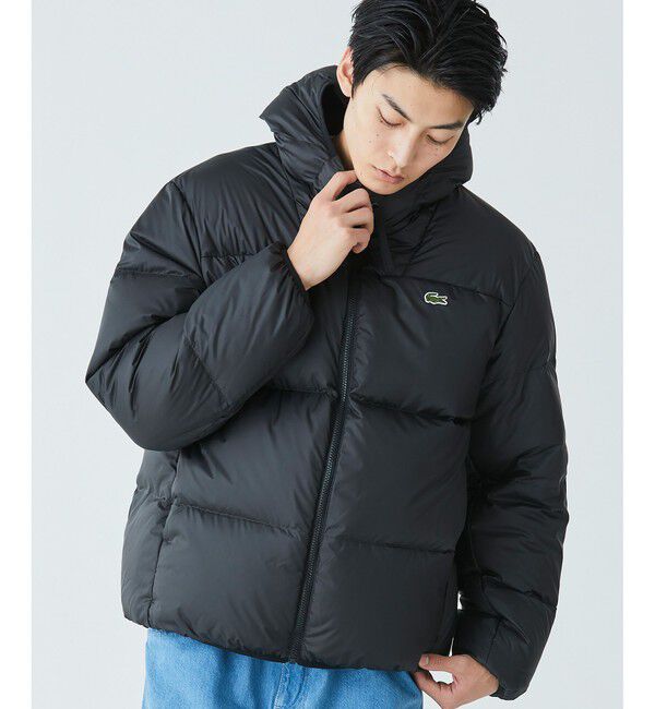 LACOSTE「撥水 バックステッチ スタンドカラー フーデッドダウンジャケット」|ダウン|