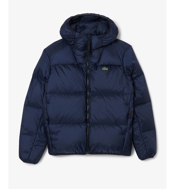 LACOSTE「撥水 バックステッチ スタンドカラー フーデッドダウンジャケット」|ダウン|