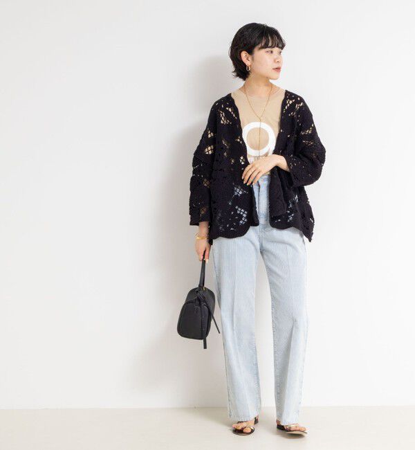 Rie Miller「《手洗い可能》レース刺繍7分袖ボレロ」|カーディガン|