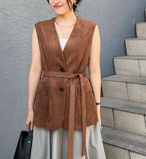 NOLLEY'S「《セットアップ対応》ストレッチスエードベルテッドジレ」|ベスト・ジレ|