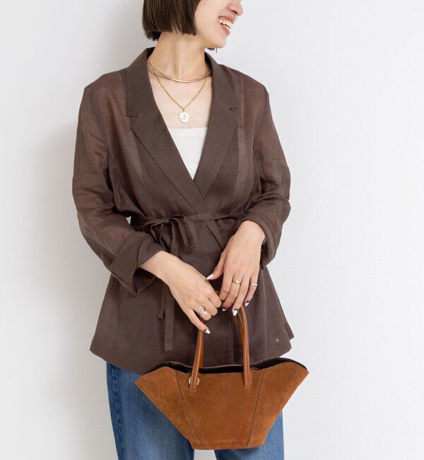 NOLLEY'S「ウォッシャブルシアーラミーダブルジャケット」|テーラードジャケット|ブラウン